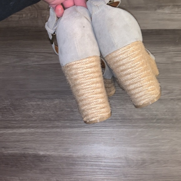 Gray Suede Chunky Platform Heels - Picture 4 of 5